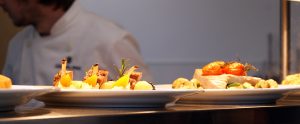 Lunch dishes on the passe in the kitchens at Godswell Park Luxury Care Home, Bloxham, North Oxfordshire